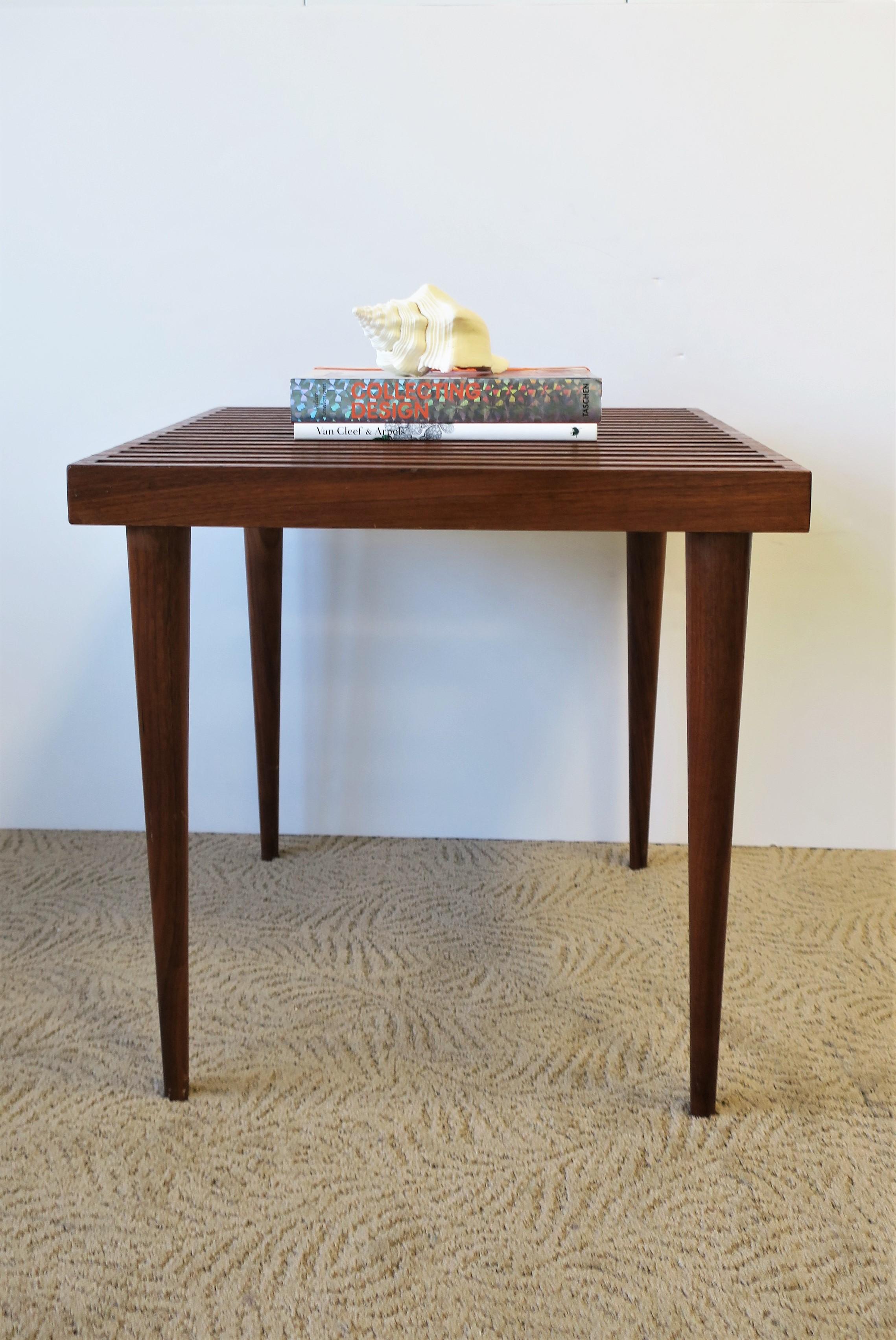 American Midcentury Modern Slat Wood End or Side Table by Mel Smilow For Sale