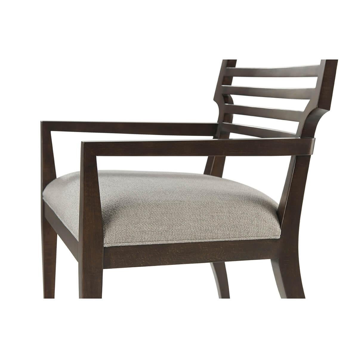 Vietnamese Modern Slatted Dining Arm Chair For Sale