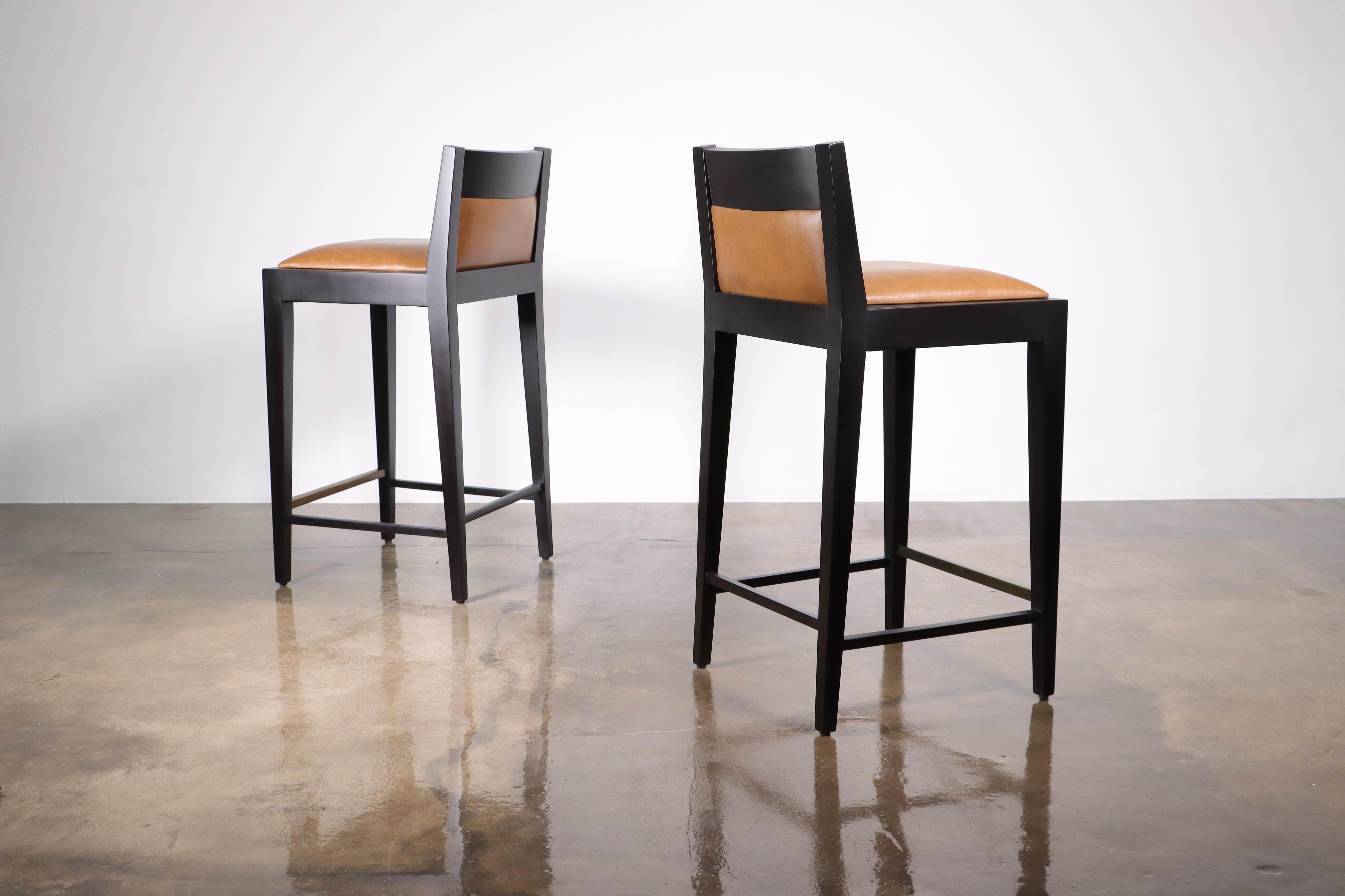 Wood Modern Sleek Bar Stool in Argentine Rosewood from Costantini, Palermo Hollywood For Sale