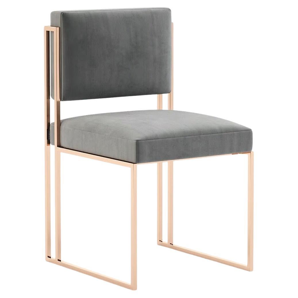 Modern Sleek Dining Chair In Polished Stainless Frame And Performance Velvet
