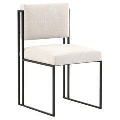 Modern Sleek Dining Chair In Textured Black Iron Frame And Performance Velvet