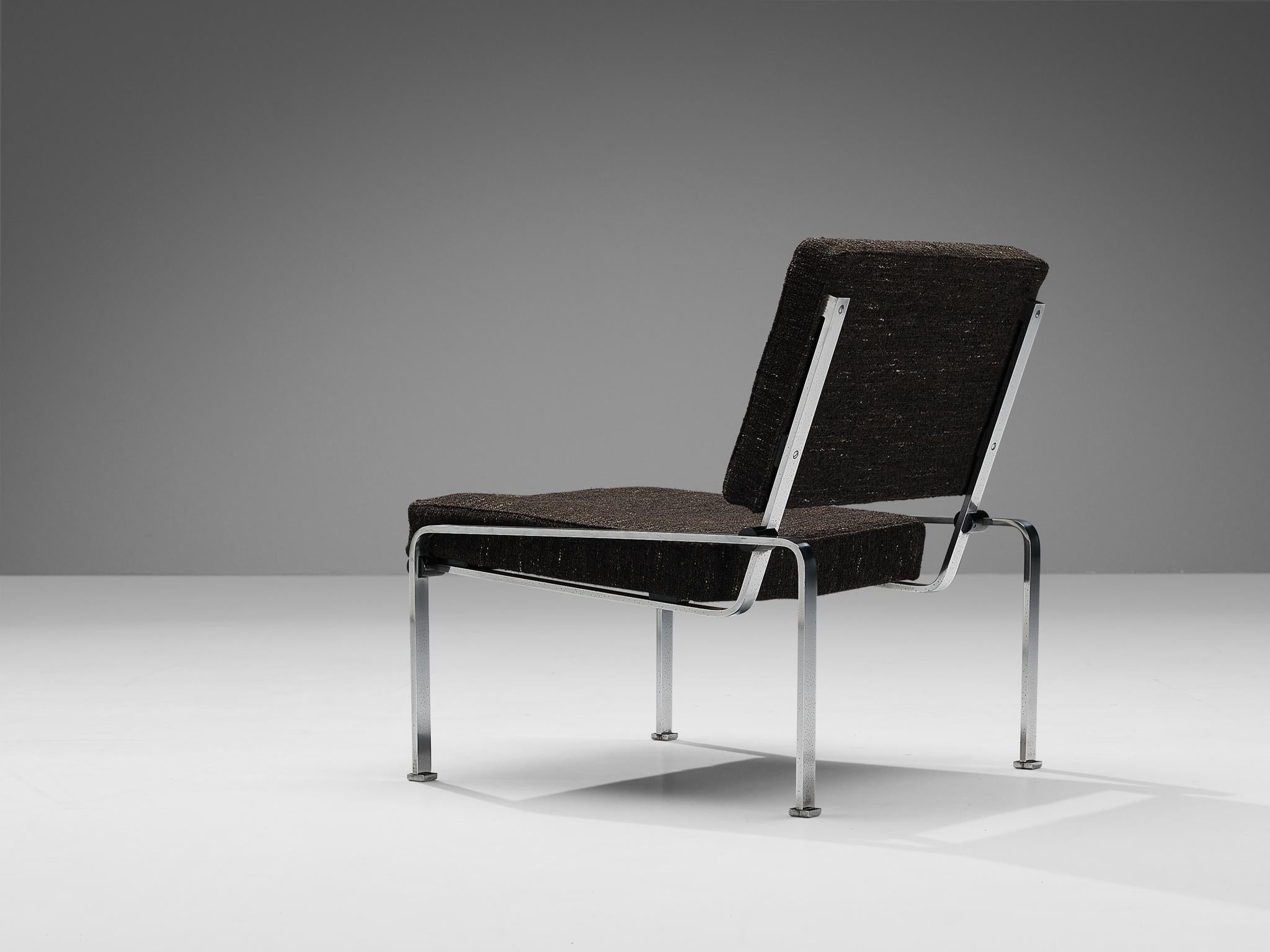 European Modern Sleek Easy Chairs in Chrome-Plated Steel For Sale