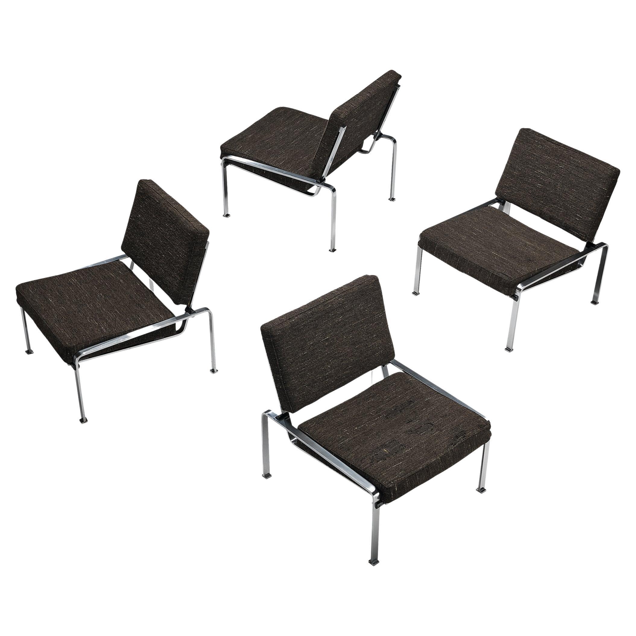Modern Sleek Easy Chairs in Chrome-Plated Steel 