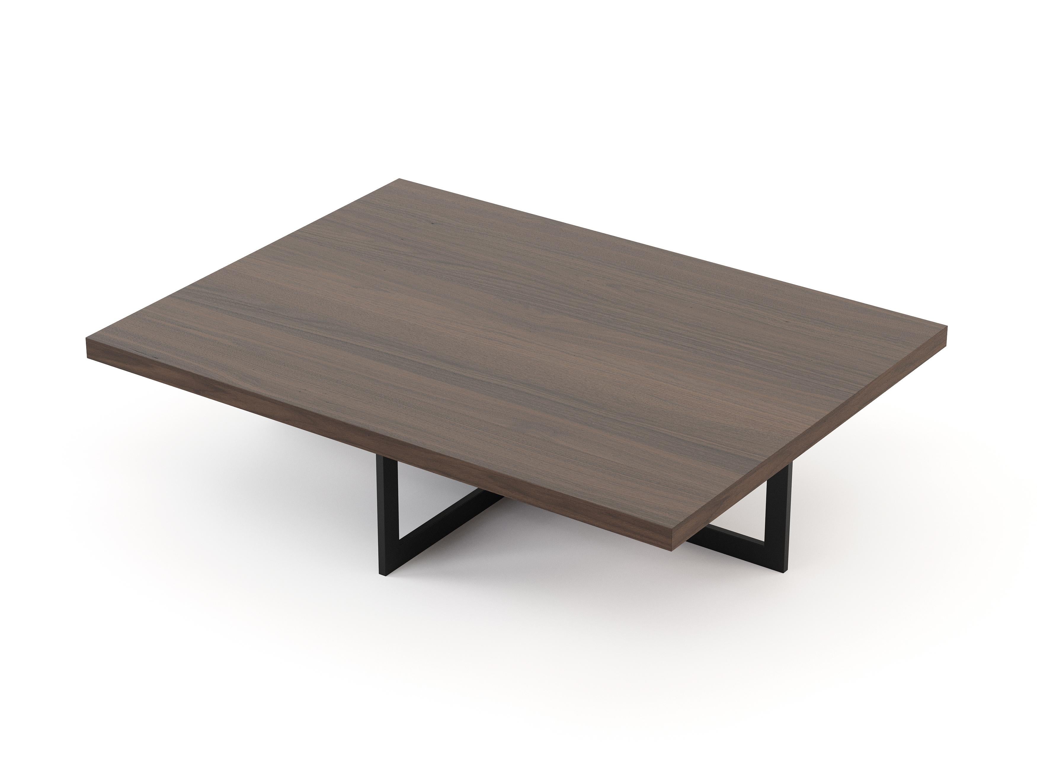 Portuguese Modern Slender Coffee Table made with walnut and iron, Handmade by Stylish Club For Sale