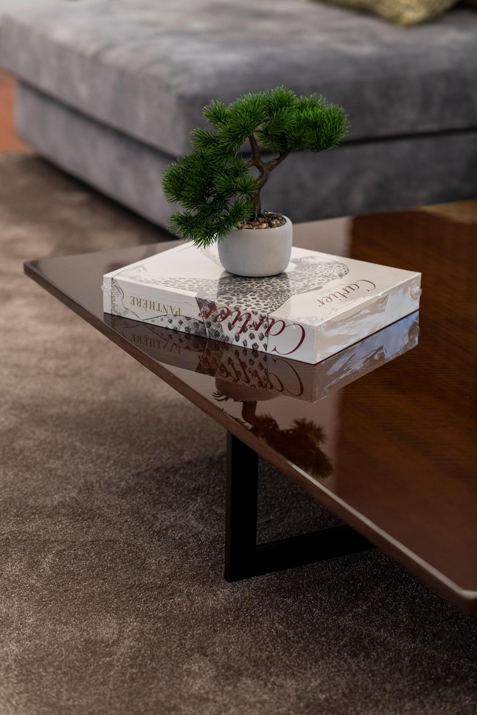 Modern Slender Coffee Table made with walnut and iron, Handmade by Stylish Club For Sale 1