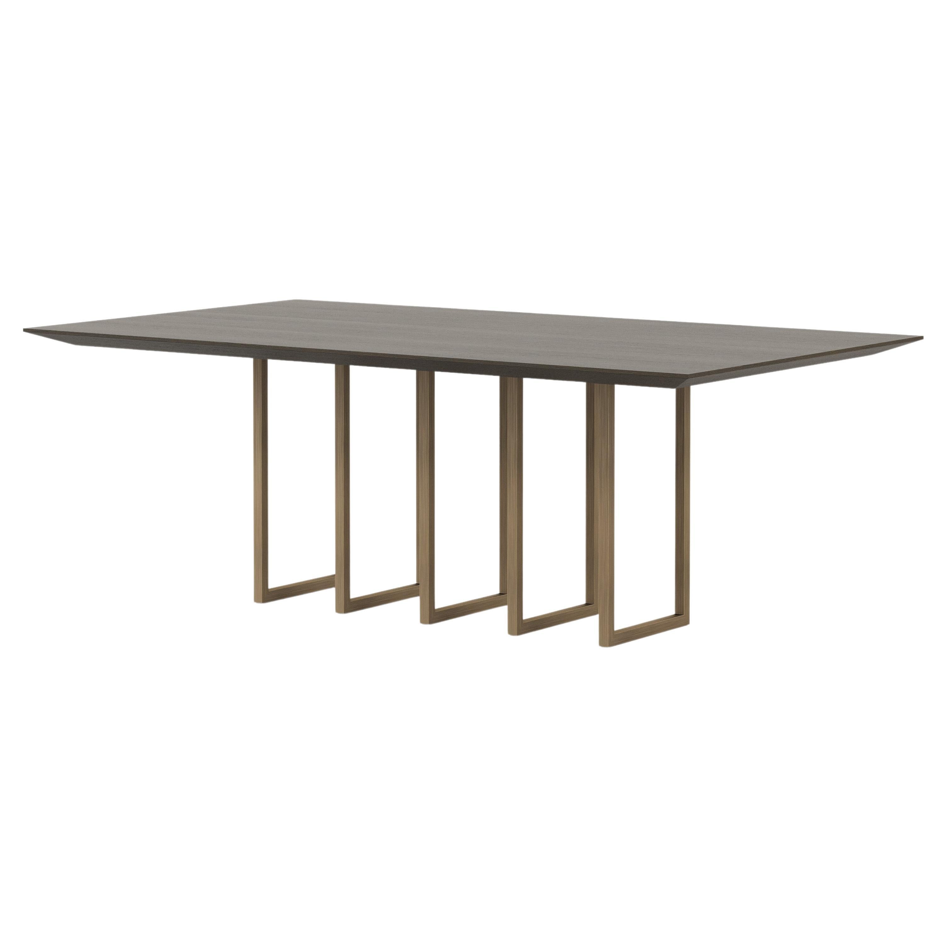 Modern Slender Dining Table Made with Walnut and Iron, Handmade by Stylish Club