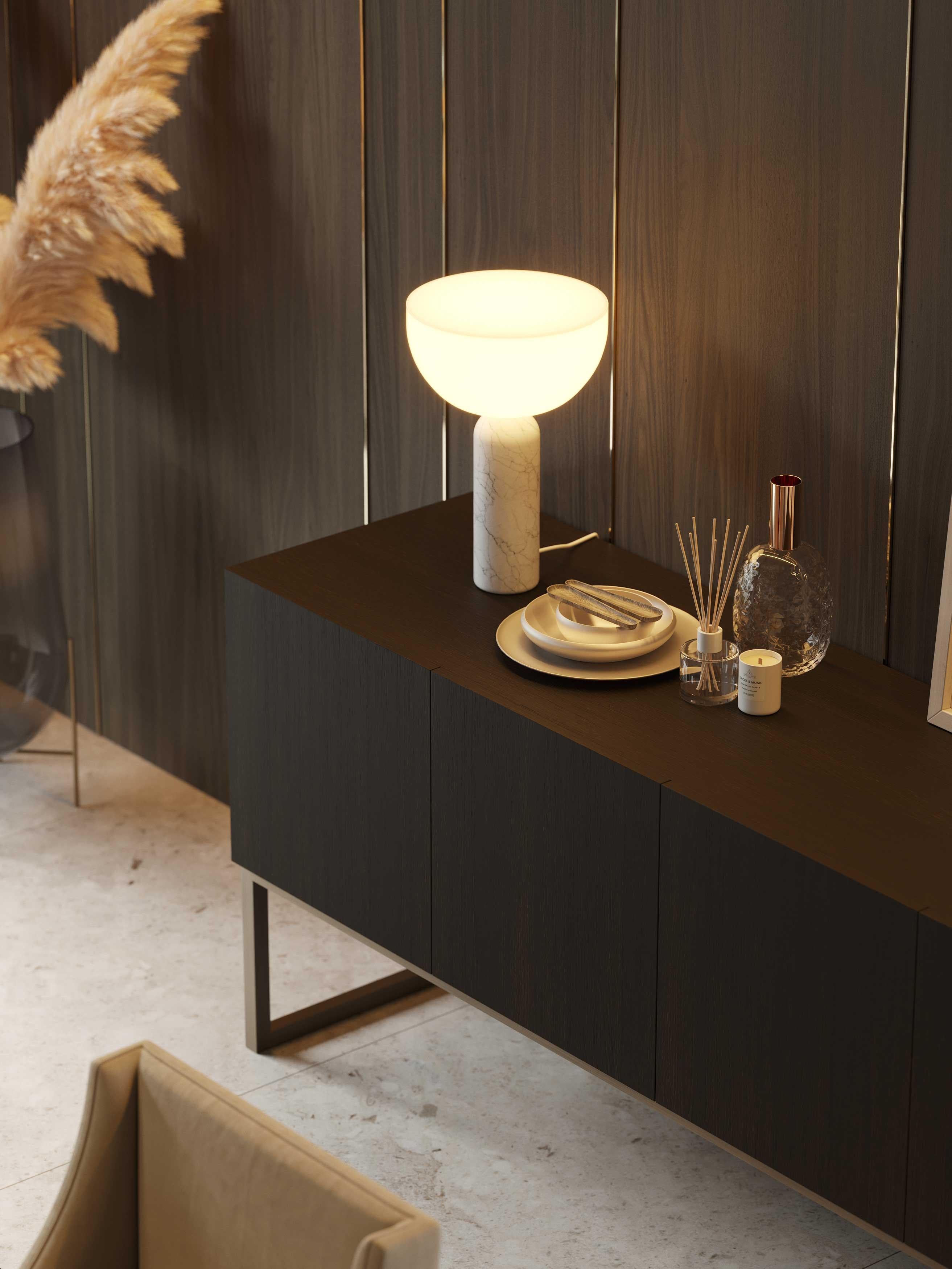 Contemporary Modern Slender Sideboard Made with Oak and Brass, Handmade by Stylish Club For Sale
