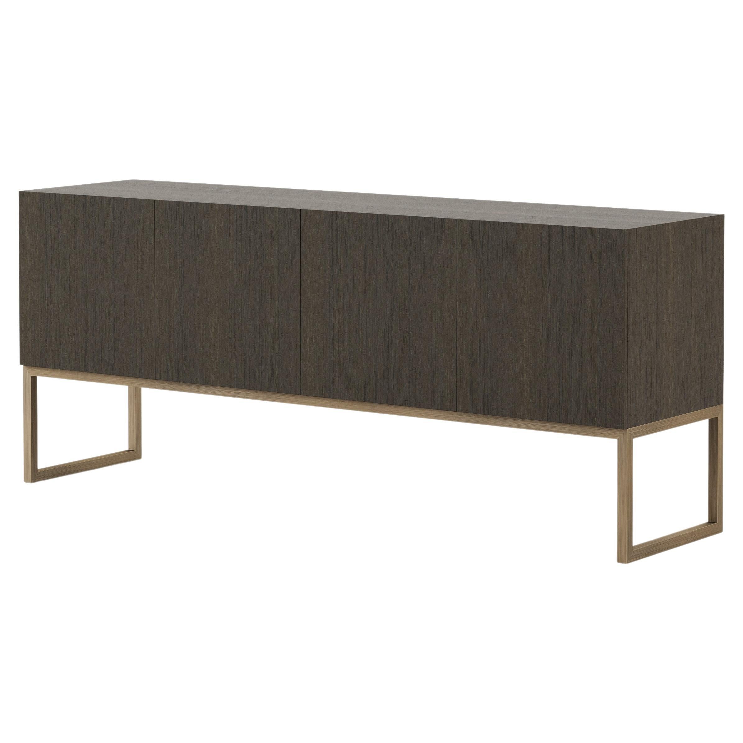 Modern Slender Sideboard Made with Oak and Brass, Handmade by Stylish Club For Sale