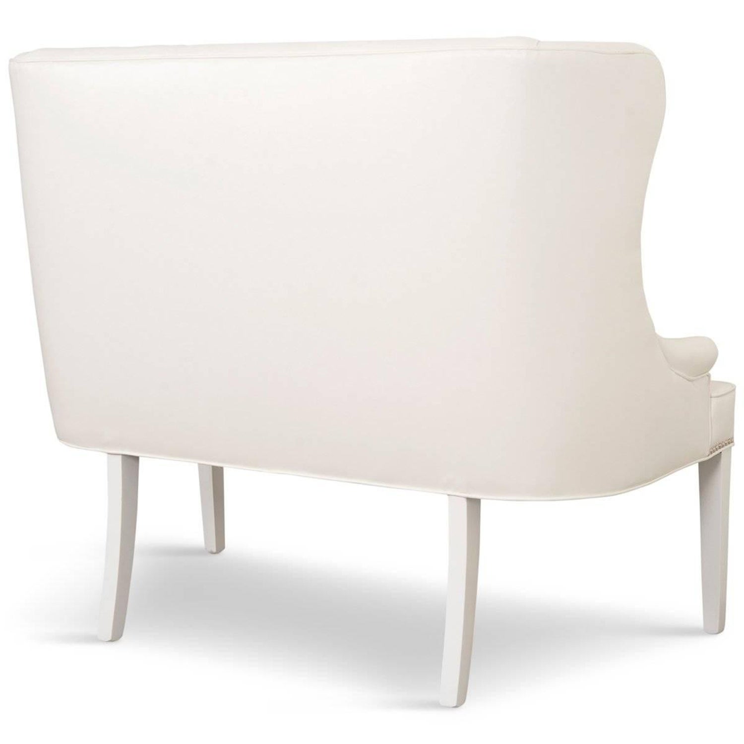 Modern Slim Dining Curved Wingback, White Faux Leather Loveseat