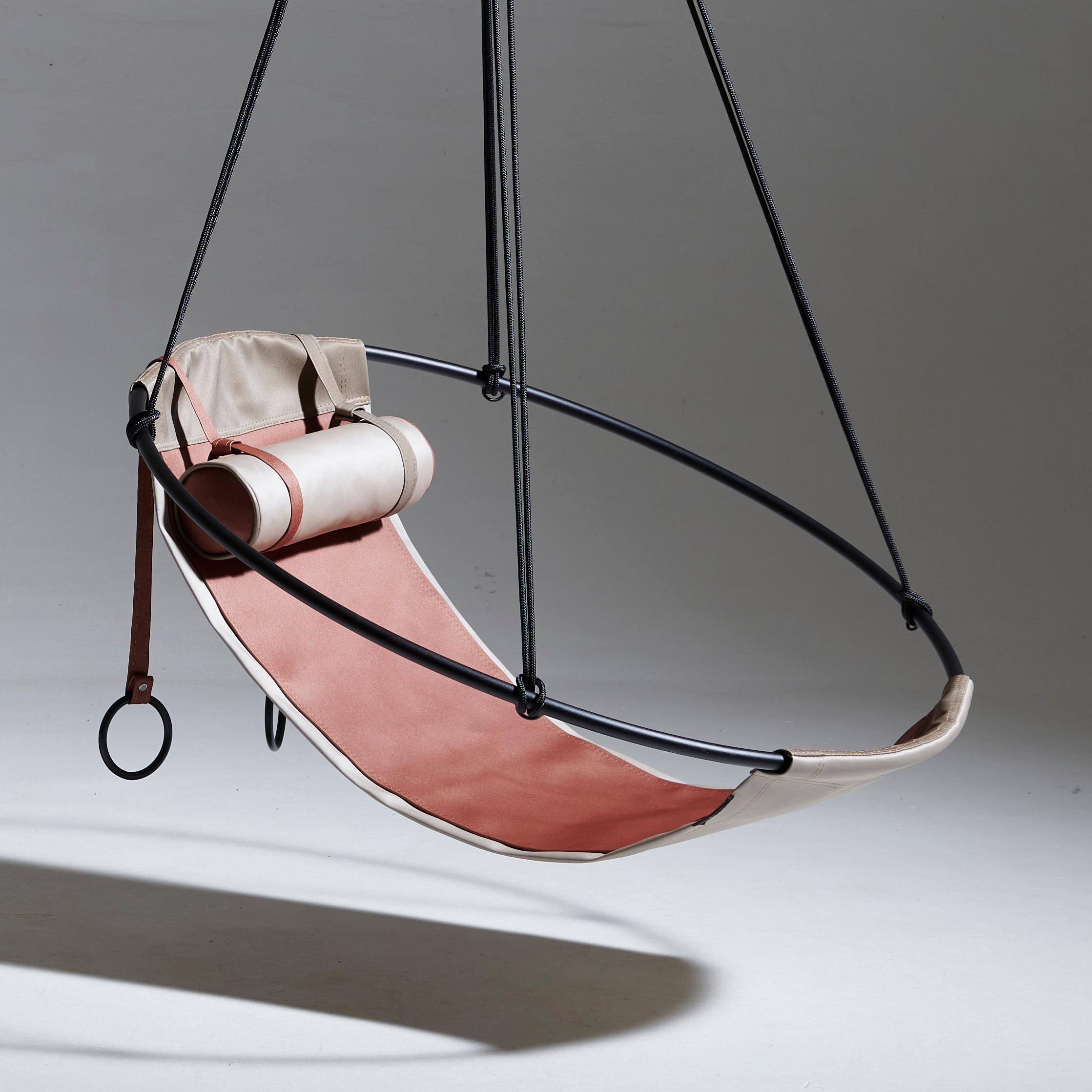 Welded Modern Sling Hanging Chair, Outdoor Sandy Colour, Vegan and Eco Friendly For Sale
