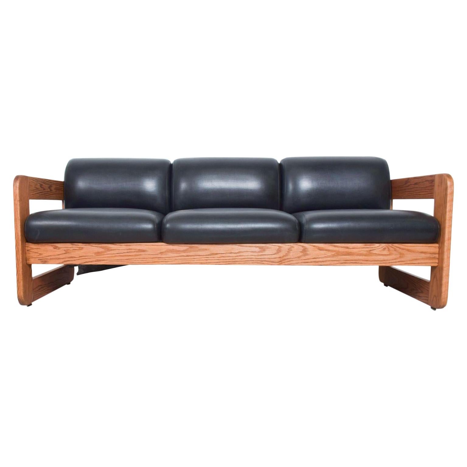 Modern Oak Framed Sling Sofa LOU HODGES California Design Group 1970s