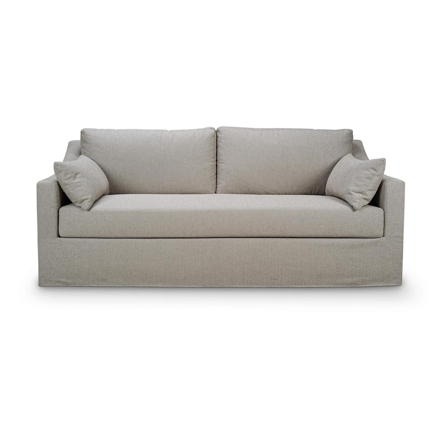 Recouvert d'un tissu de performance sable de première qualité pour une élégance et une durabilité accrues. Ce canapé exquis présente une silhouette élégante et moderne avec un design de housse sophistiqué. Le rembourrage en peluche assure un confort