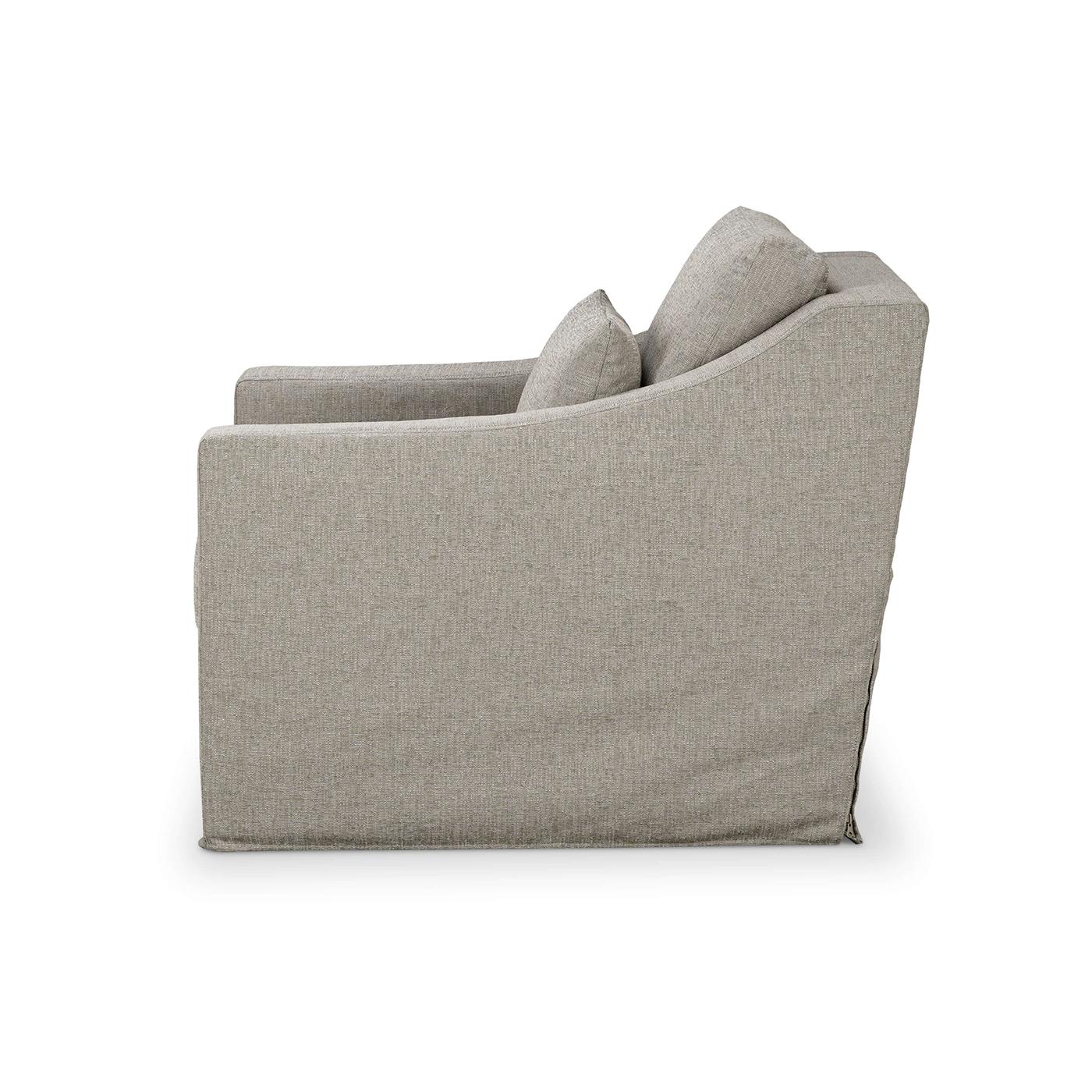 Indonesian Modern Slip Cover Swivel Armchair For Sale