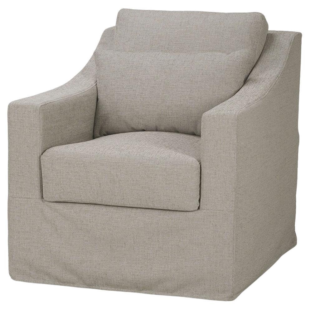 Modern Slip Cover Swivel Armchair