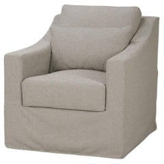 Modern Slip Cover Swivel Armchair