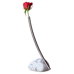 Modern Small Flower Vase by Gensuke Kishi Terrazzo Base Brass & Steel Handmade