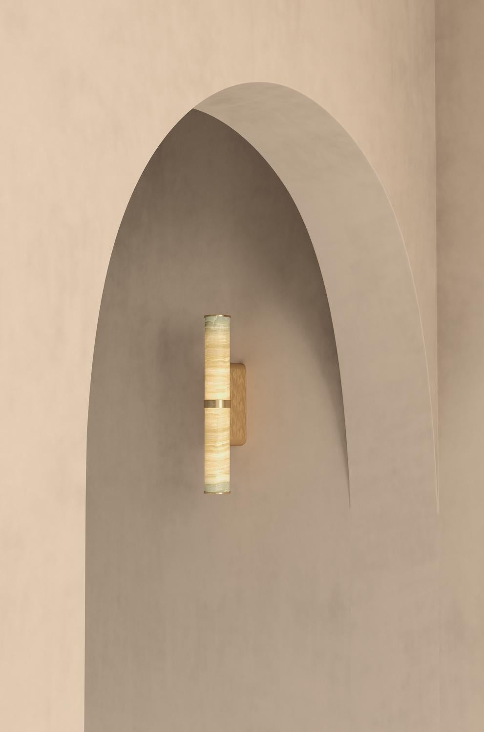 Modern Small Lamp 'Pars Wall' by Anour, Brushed Brass, White Onyx For Sale 5