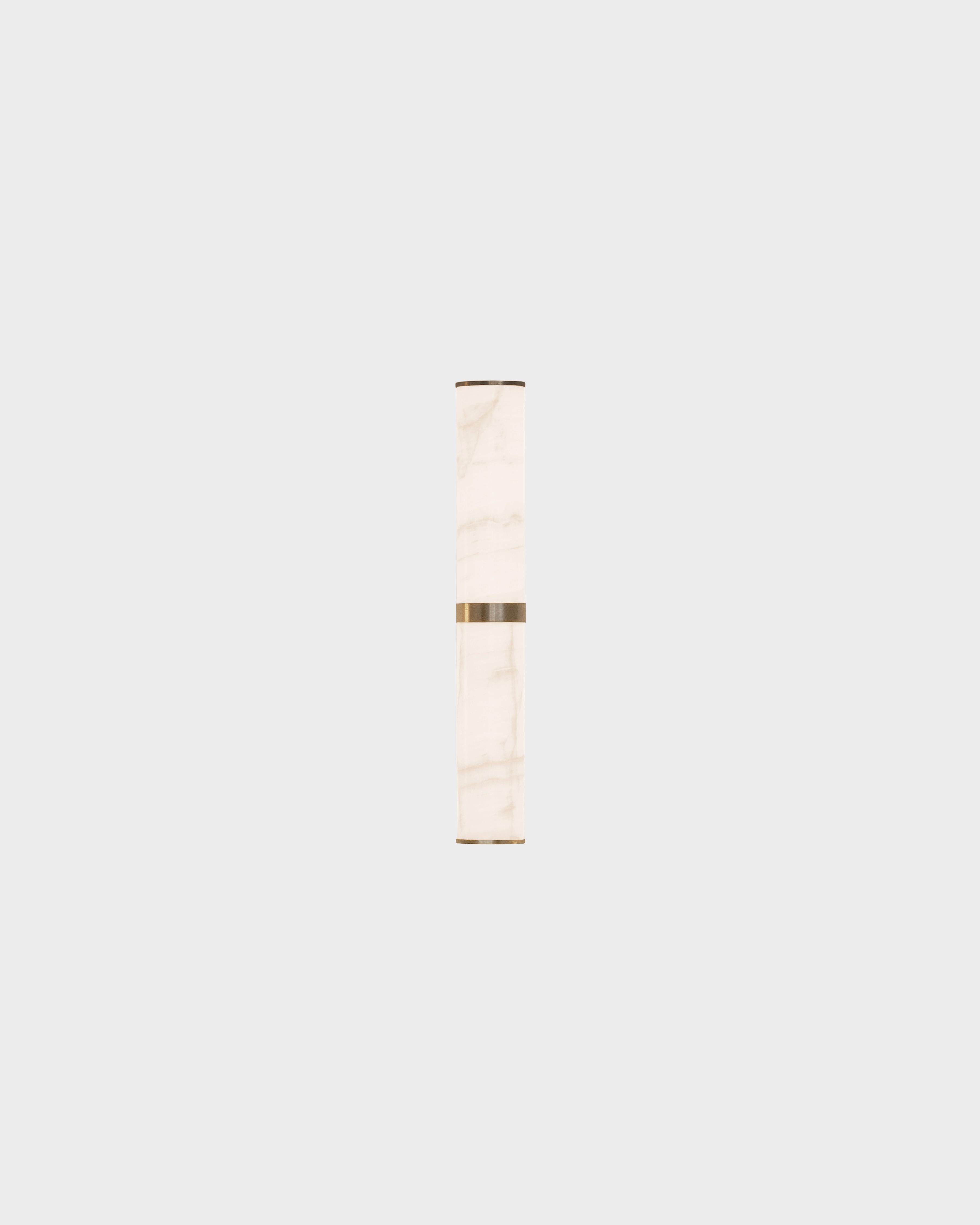Danish Modern Small Lamp 'Pars Wall' by Anour, Brushed Brass, White Onyx For Sale