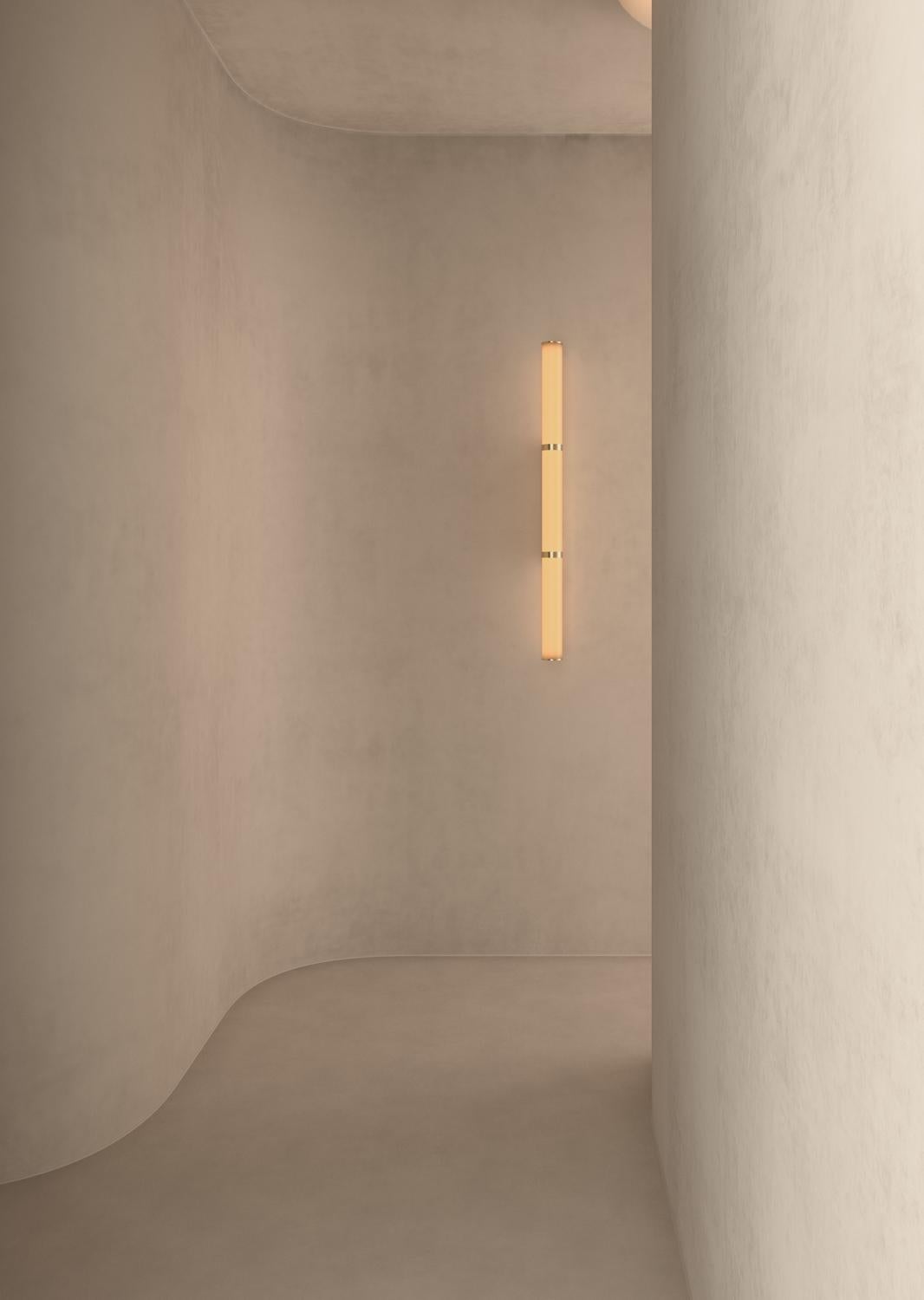 Modern Small Lamp 'Pars Wall' by Anour, Brushed Brass, White Onyx For Sale 4
