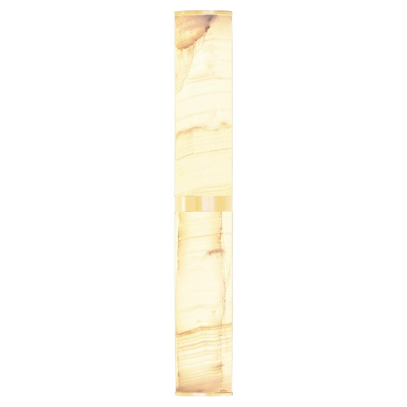 Modern Small Lamp 'Pars Wall' by Anour, Brushed Brass, White Onyx