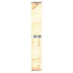 Modern Small Lamp 'Pars Wall' by Anour, Brushed Stainless Steel, White Onyx