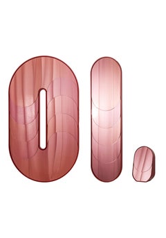 Modern Small Make-Up Table Mirror "Baggage Claim-M" in Rose by Müge Kahraman