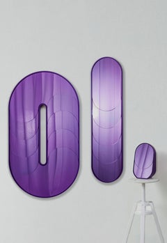Contemporary Small Table Mirror "Baggage Claim-M" in Violet by Müge Kahraman