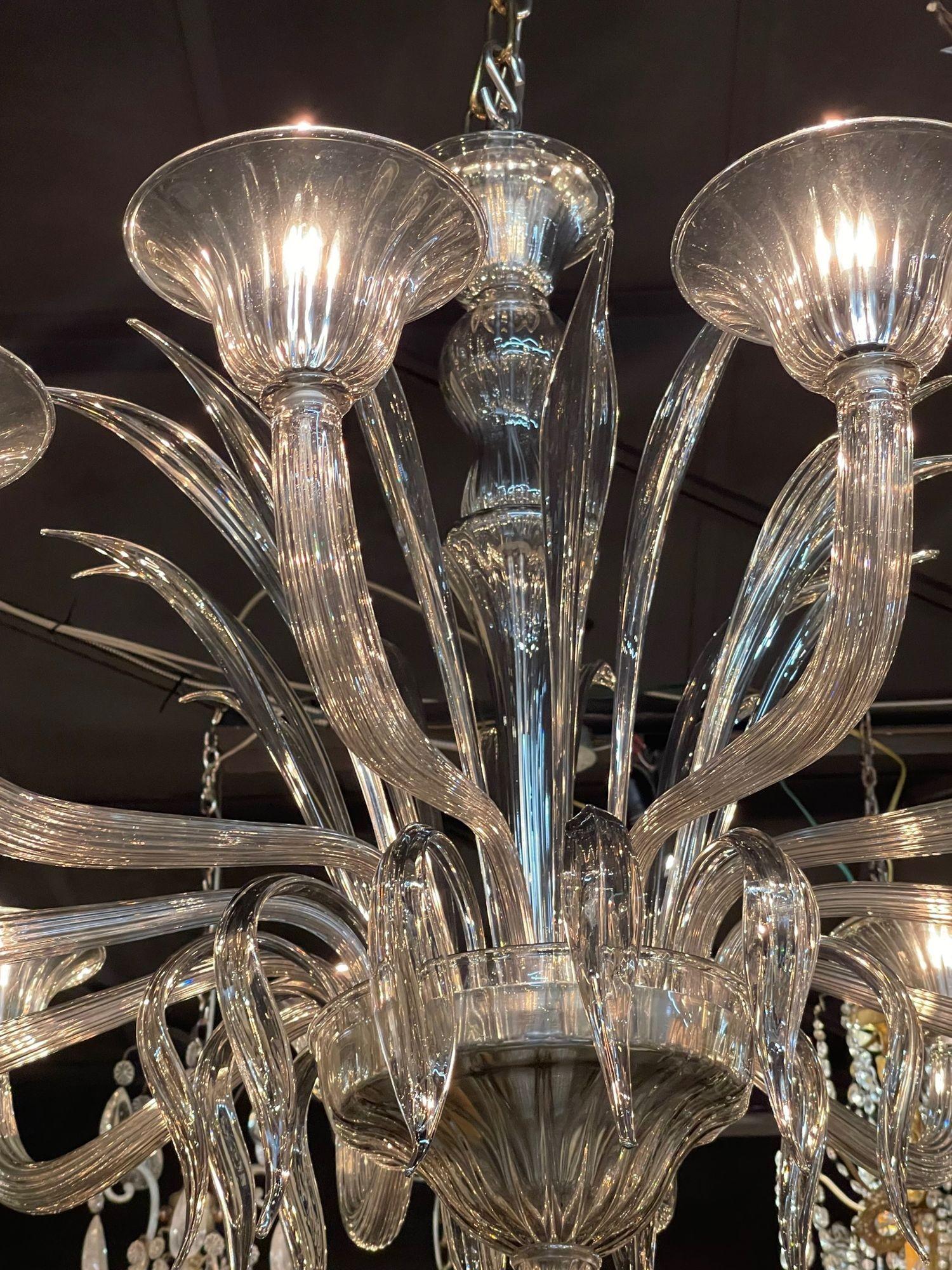 Modern Smoke Colored Murano Glass Chandelier with 12 Lights 1