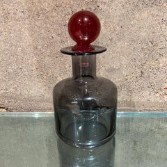 Modern Smoke Glass Decanter Red Stopper Attributed to Holmegaard