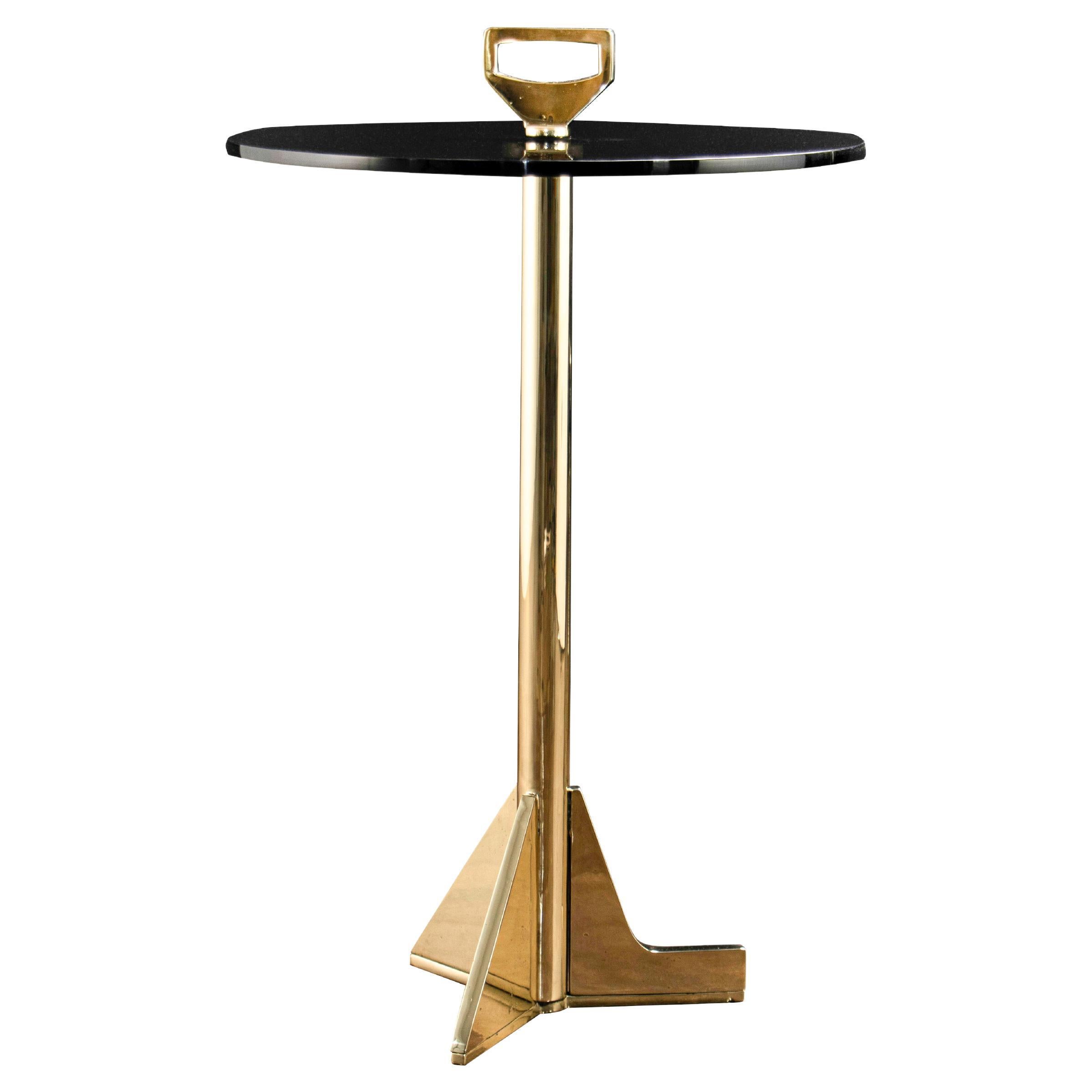 Mesa Cocktail Moderna de Cristal Ahumado y Bronce Fundido de Costantini, Bellance