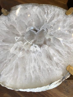 Modern Smokey White Quartz End Table