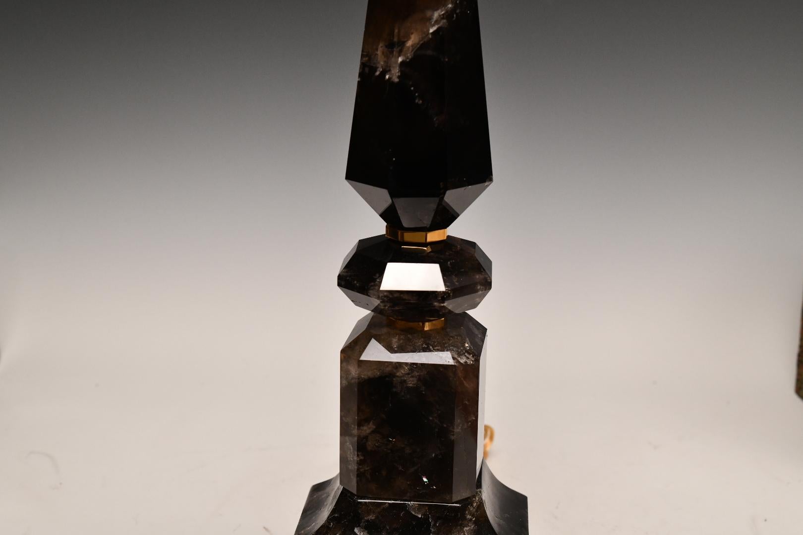 Modern Smoky Rock Crystal Lamps by Phoenix In Excellent Condition For Sale In New York, NY