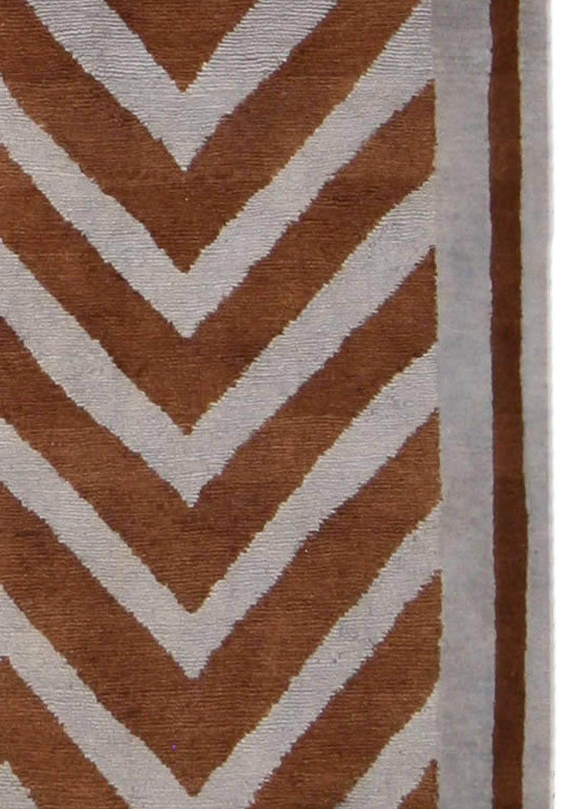 Contemporary Modern SN1 Zig-Zag Rug in Gray and Brown by Doris Leslie Blau For Sale