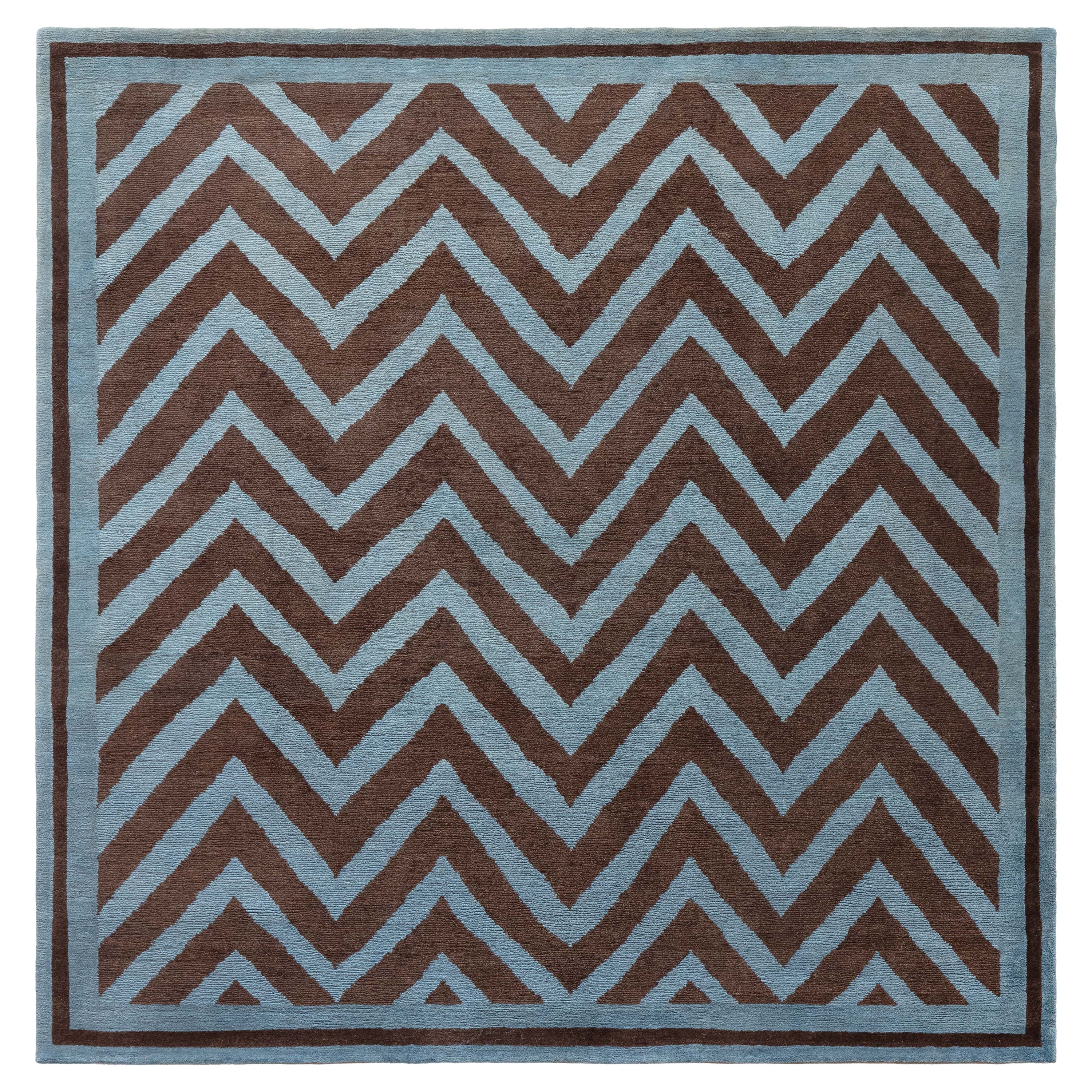 Modern SN1 Zig-Zag Rug in Gray and Brown by Doris Leslie Blau