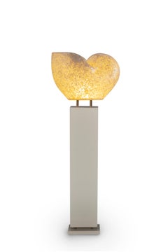 Modern Snail Pedestal Sculpture Beige Brass Handmade in Portugal by Greenapple