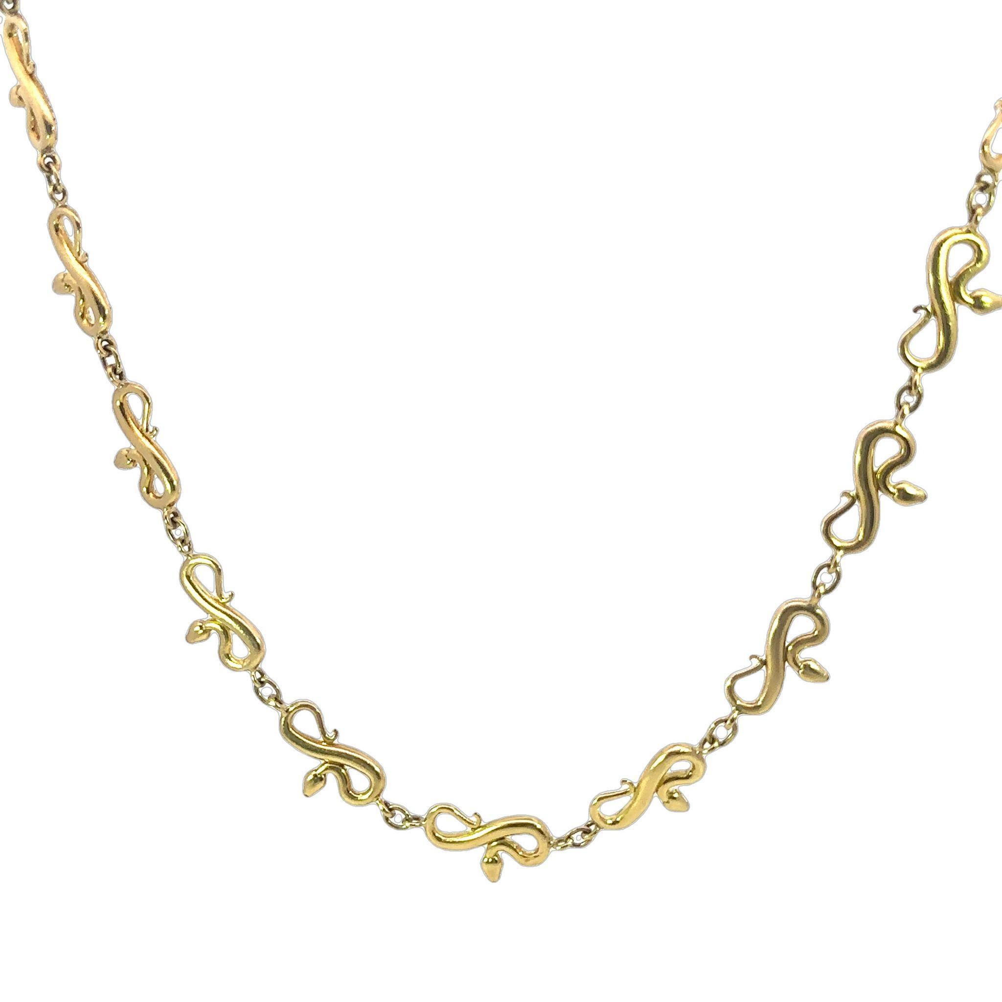 Moderne Collier à maillons serpent en or jaune 18K ~4.5ctw Diamonds 16