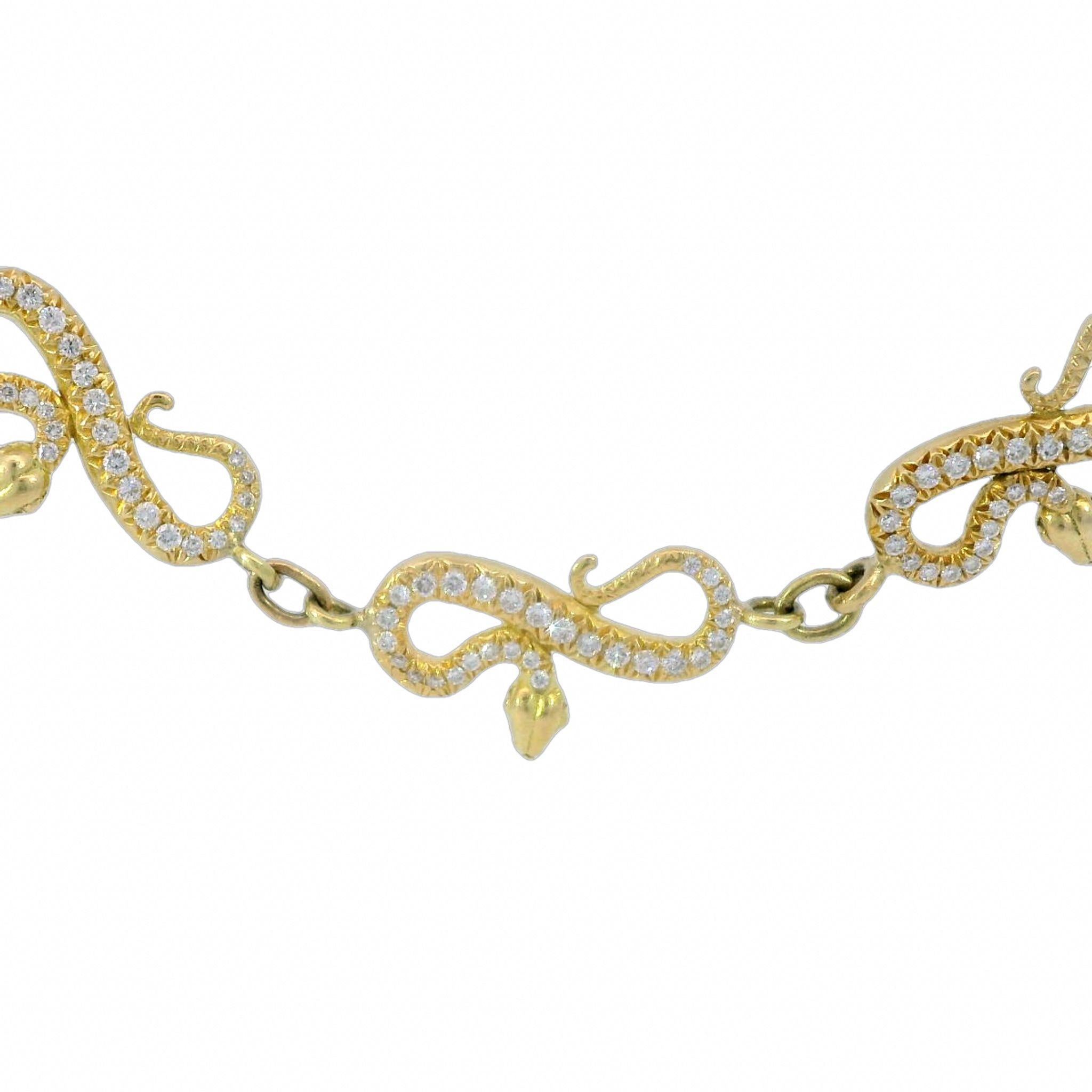 Collier à maillons serpent en or jaune 18K ~4.5ctw Diamonds 16