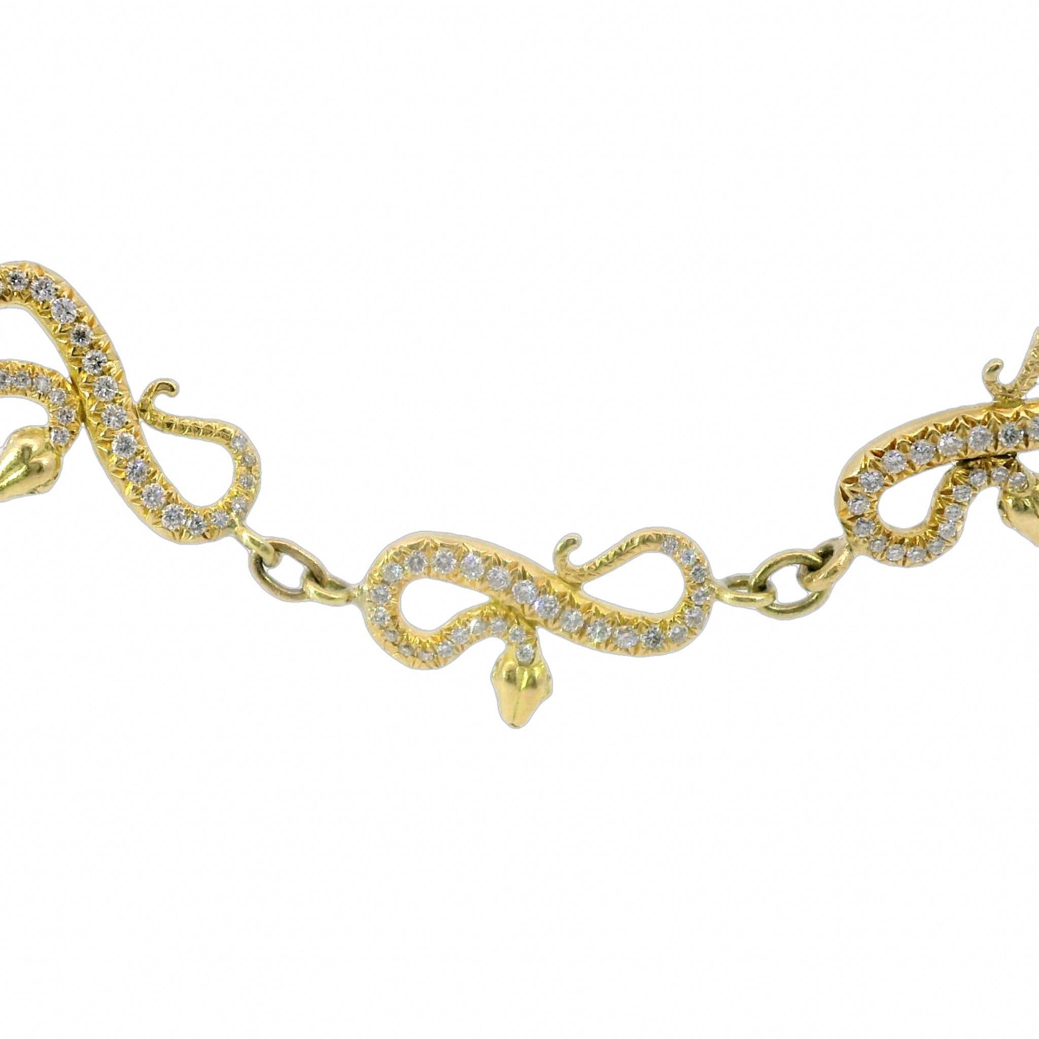 Collier à maillons serpent en or jaune 18K ~4.5ctw Diamonds 16
