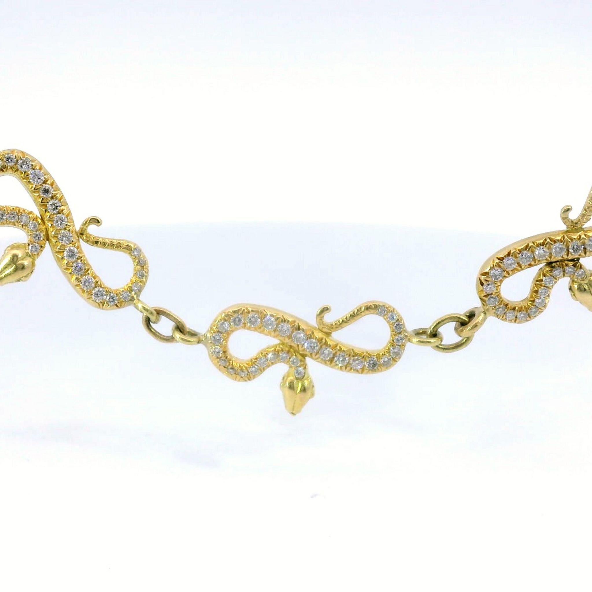Collier à maillons serpent en or jaune 18K ~4.5ctw Diamonds 16