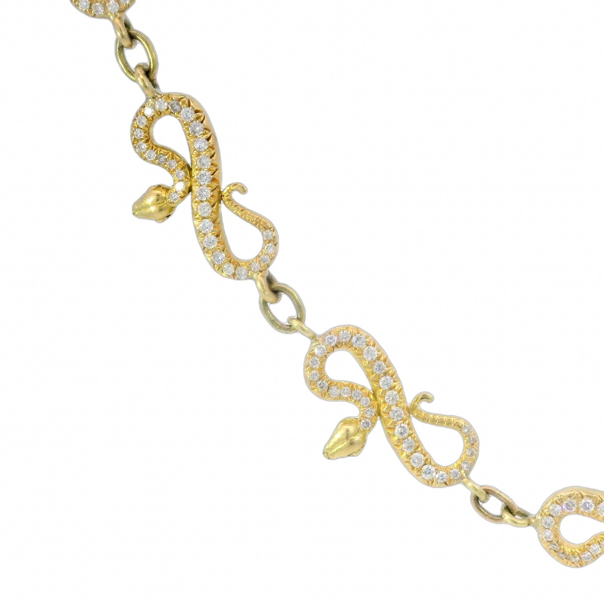 Collier à maillons serpent en or jaune 18K ~4.5ctw Diamonds 16