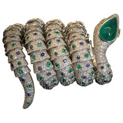 Modern snake bracelet ct 6.94 drop cabochon cut emerald fancy yellow diamonds