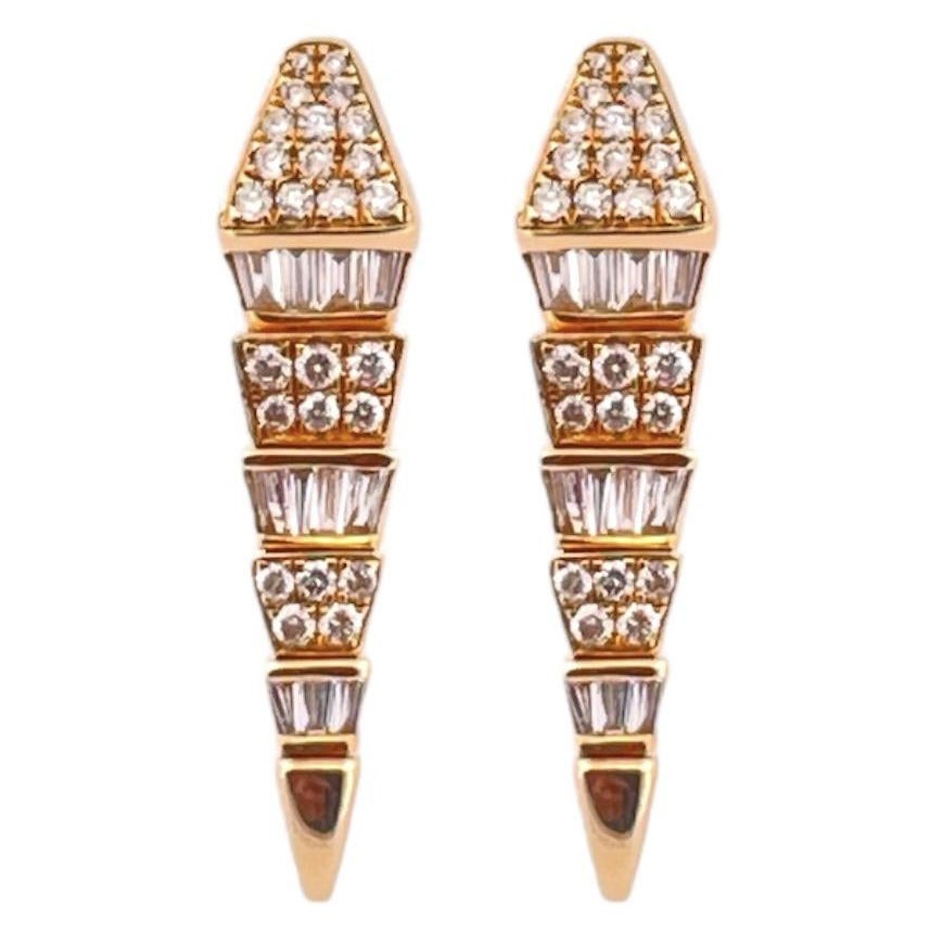 Moderne Schlangen-Diamant-Ohrringe - 14K Gelbgold