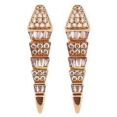 Modern Snake Diamond Earrings - 14K Yellow Gold