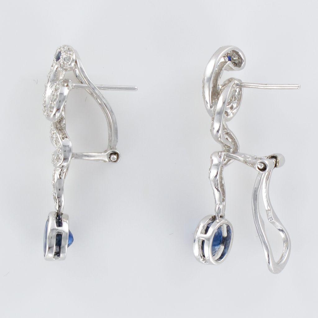 Modern Snake Sapphire and Diamond Earrings 6