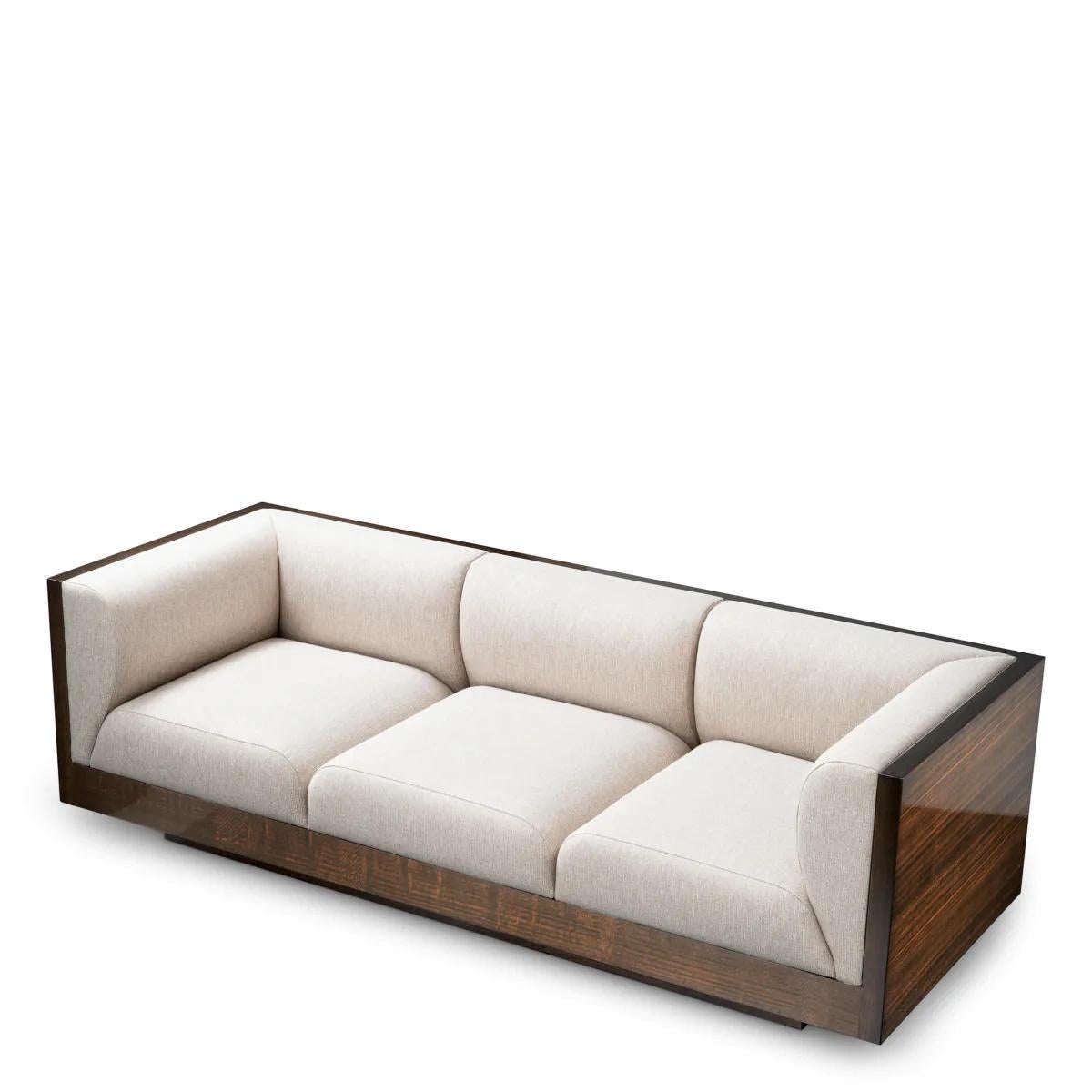 Art Deco Modern Sofa, Glossy Eucalyptus Veneer, Natural Loki. For Sale