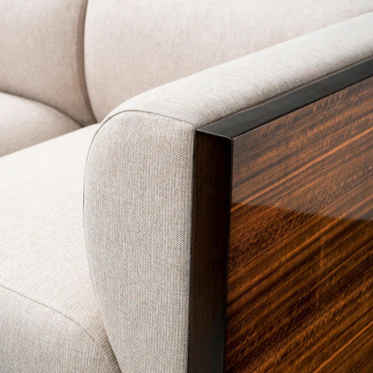 Contemporary Modern Sofa, Glossy Eucalyptus Veneer, Natural Loki. For Sale