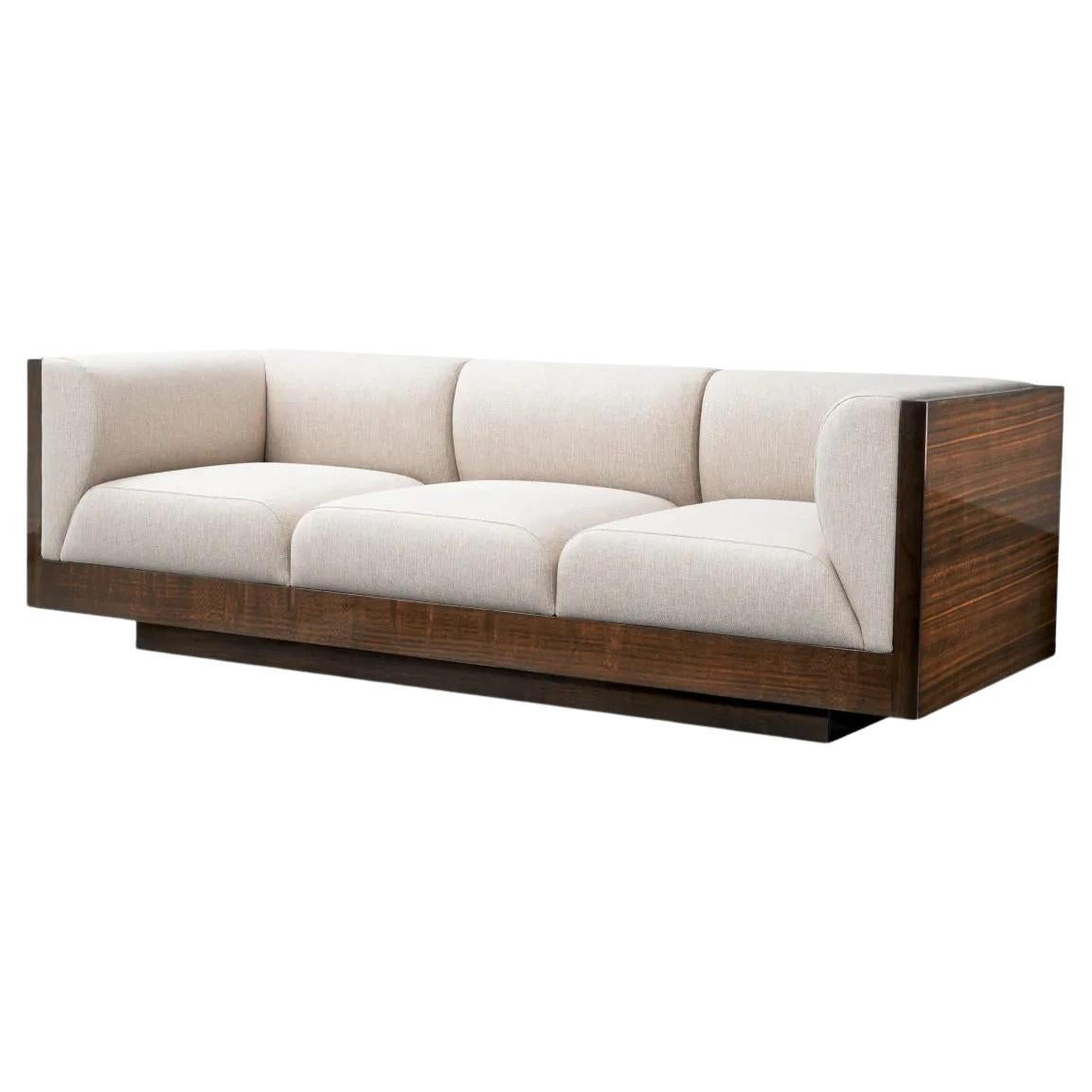 Modern Sofa, Glossy Eucalyptus Veneer, Natural Loki. For Sale
