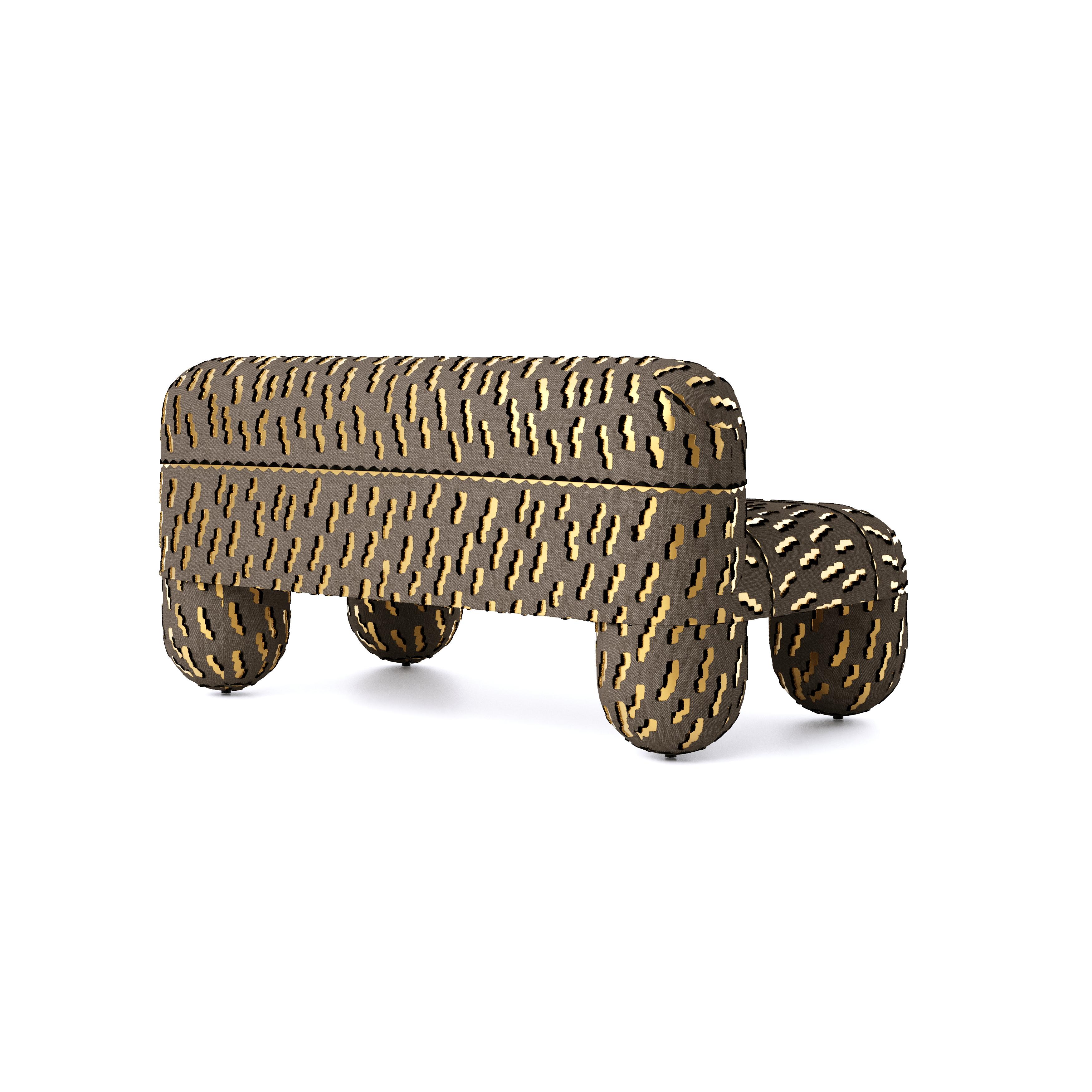 Fabric Modern Sofa Hello in Dedar Tiger Beat brown jacquard velvet by Noom For Sale