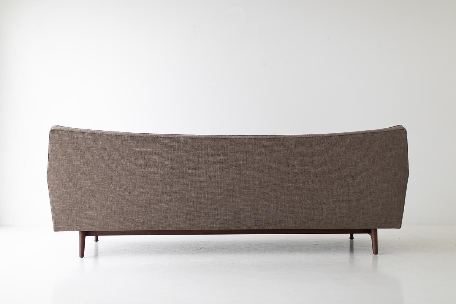 Fabric Modern sofa, Matador Modern Sofa, Lawrence Peabody, Walnut For Sale