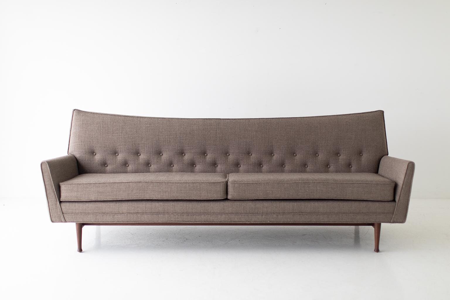 Modern sofa, Matador Modern Sofa, Lawrence Peabody, Walnut For Sale 1
